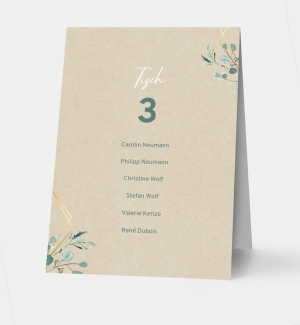 Klappkarte hoch Tischkarte oben