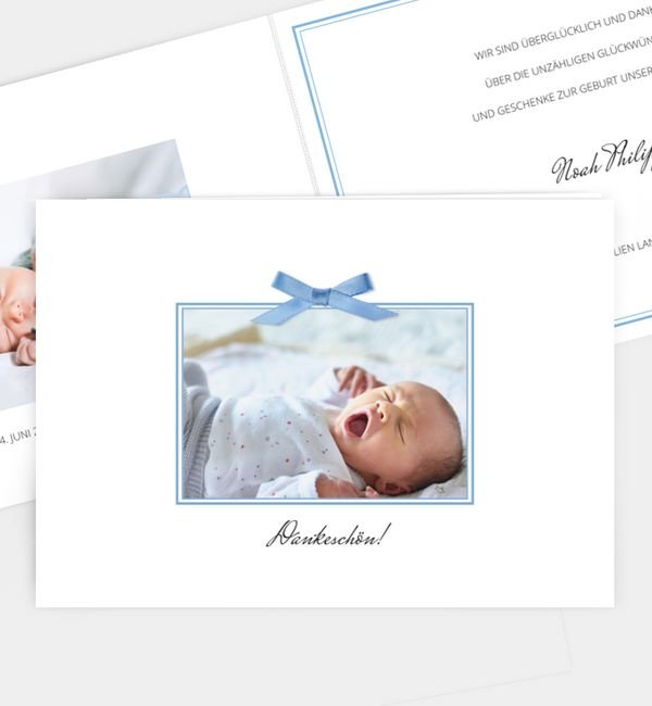 Klappkarte quer mit Schleife