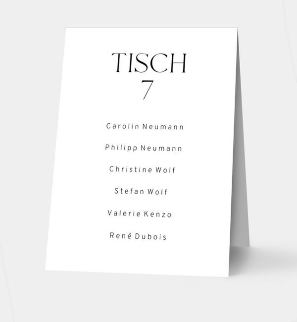 Klappkarte hoch Tischkarte oben