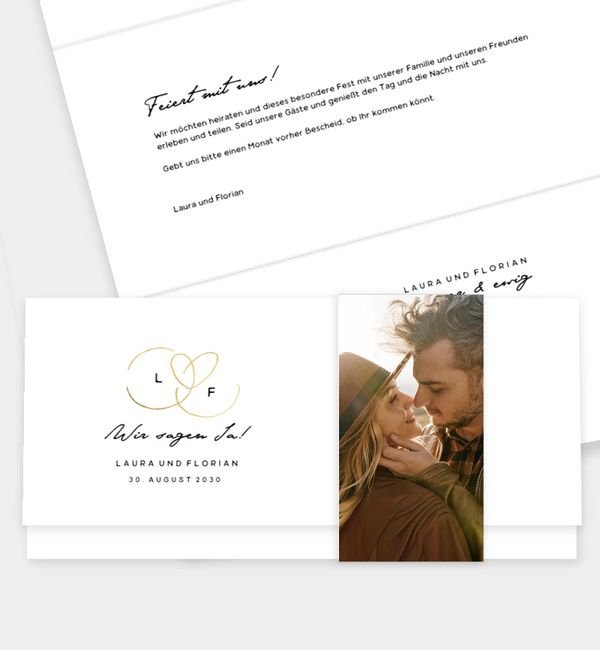 Doppel-Klappkarte quer mit Banderole