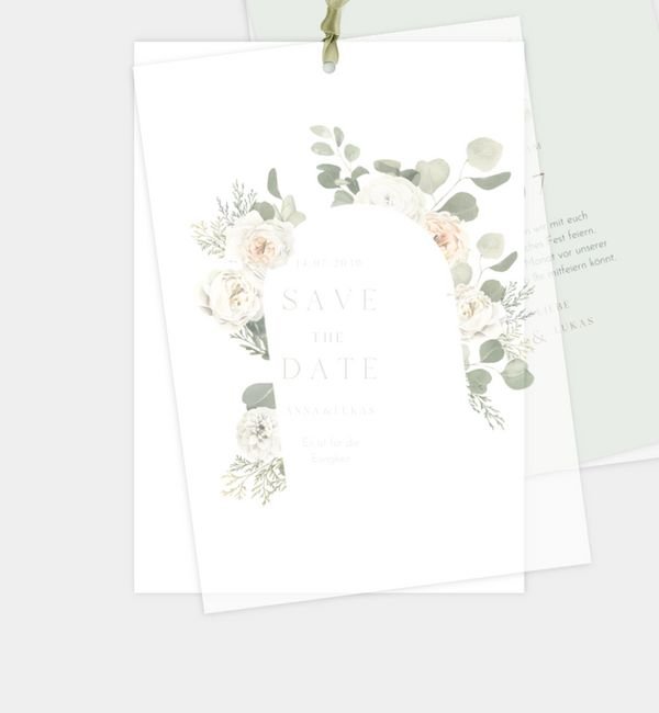 Postkarte hoch mit Transparentpapier