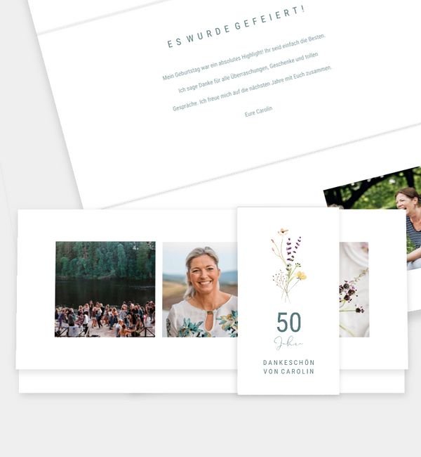 Doppel-Klappkarte quer mit Banderole