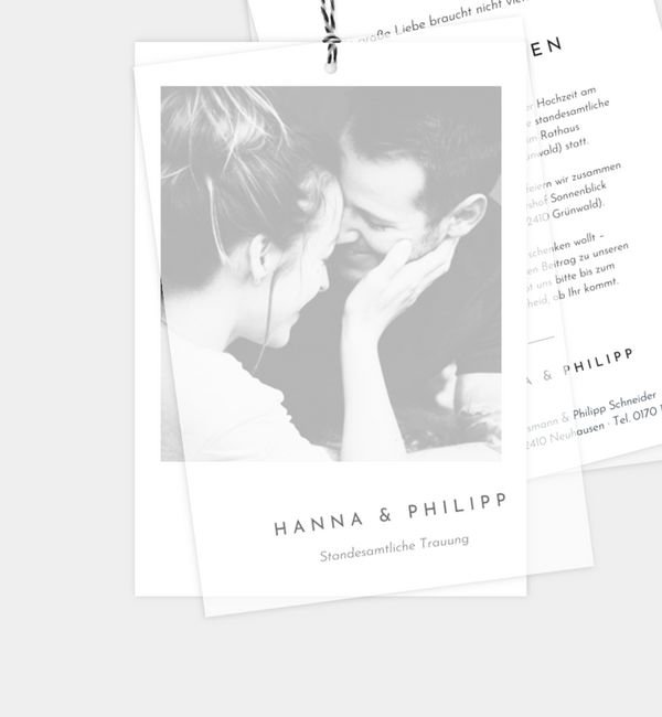 Postkarte hoch mit Transparentpapier