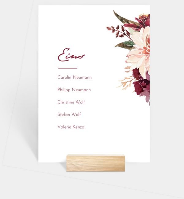 Tischnummern-Karte hoch