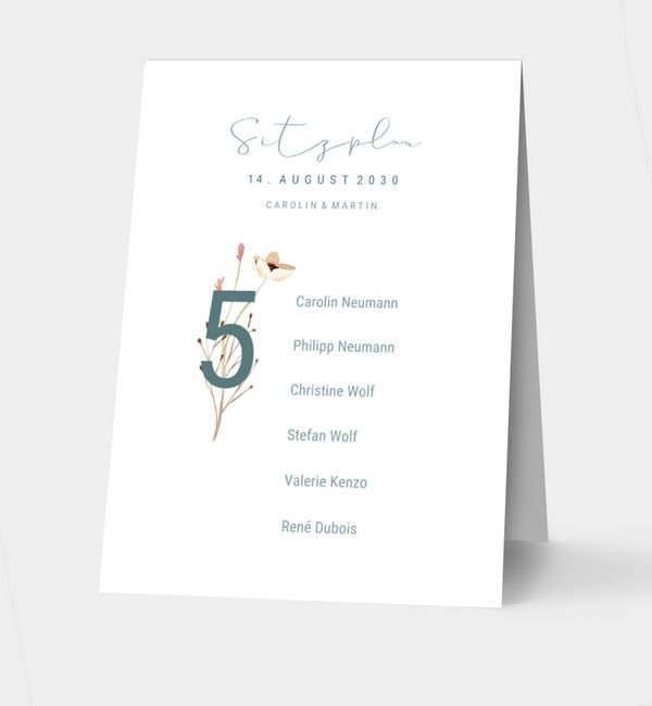 Klappkarte hoch Tischkarte oben