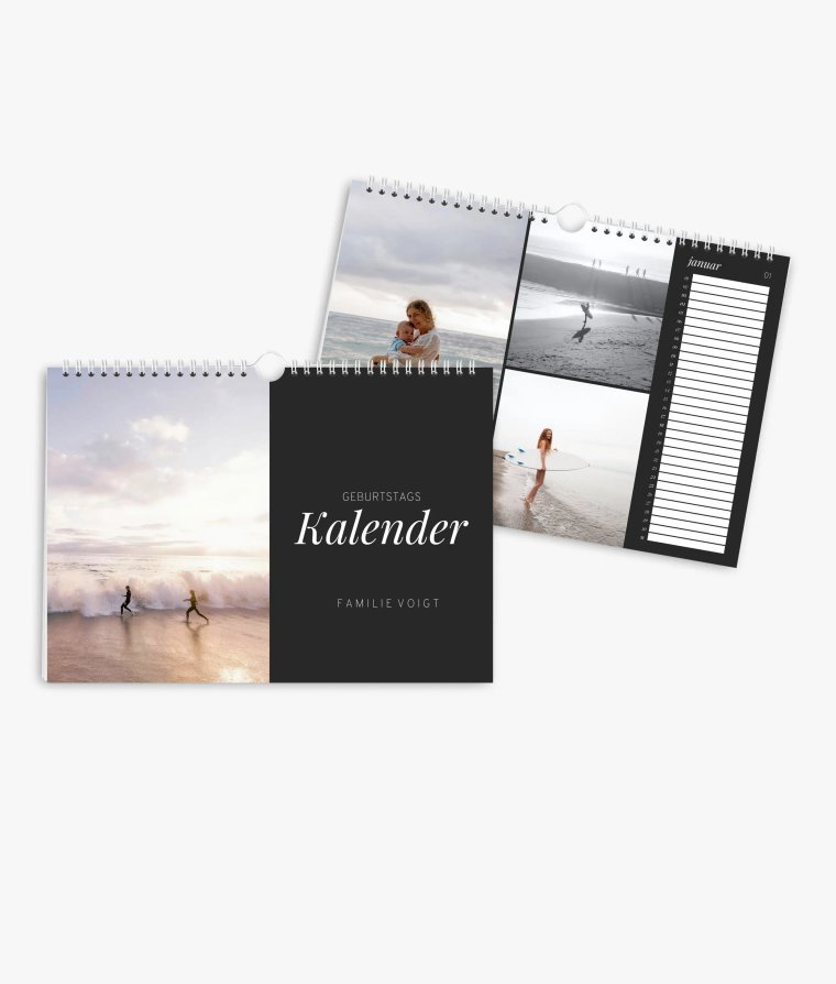 Wandkalender Noir Essence · Geburtstagskalender