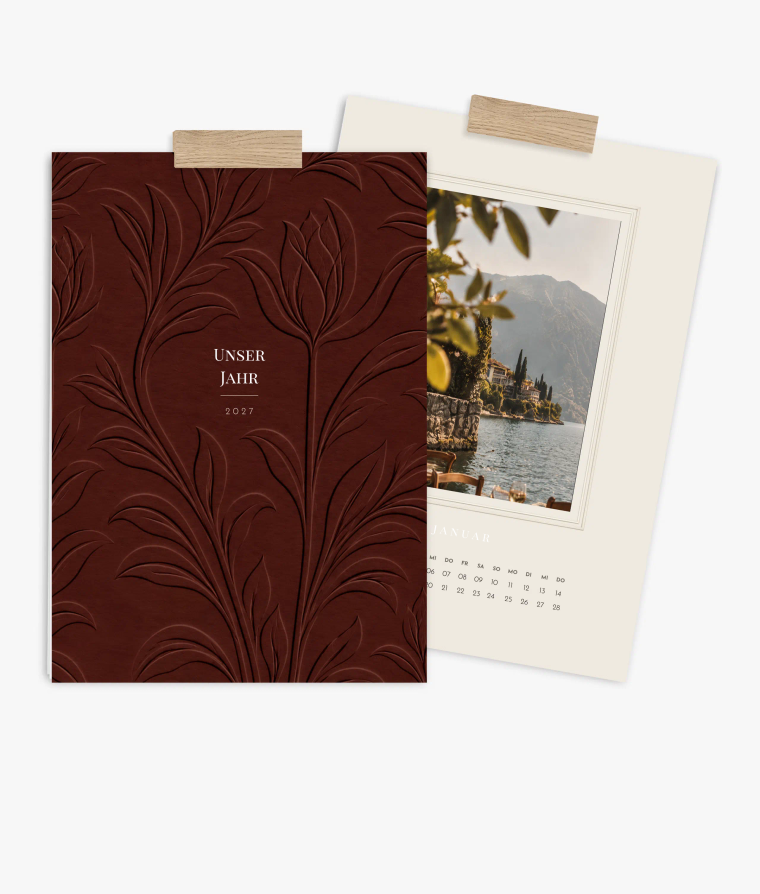 Wandkalender Papierpoesie in Prägeoptik - Rot