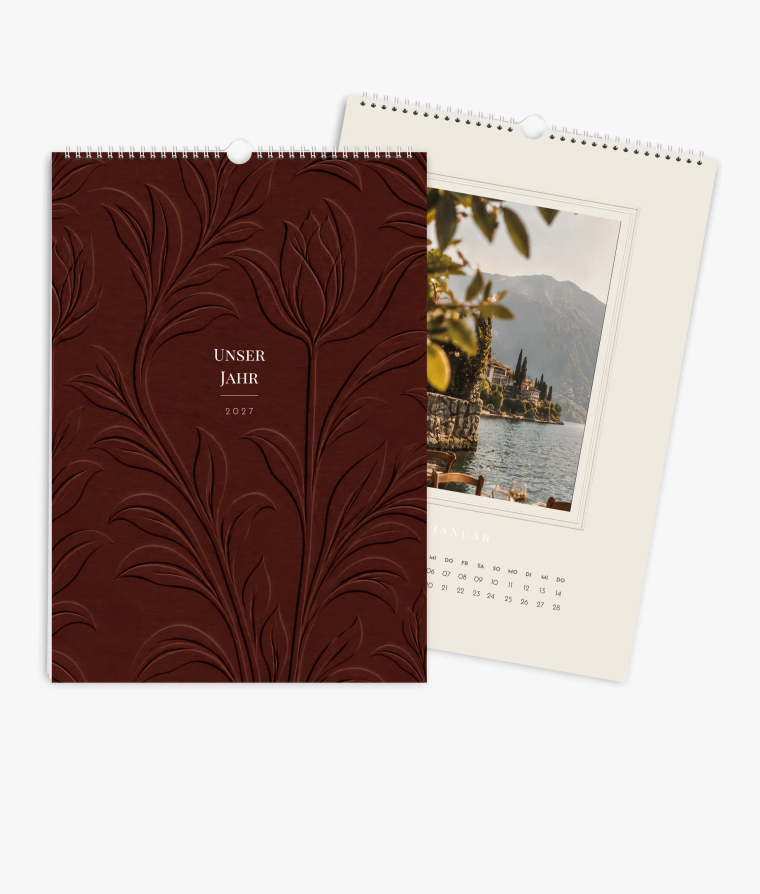 Wandkalender Papierpoesie in Prägeoptik - Rot