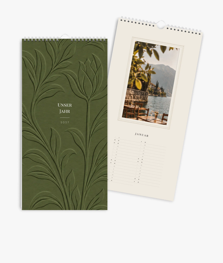 Terminkalender Papierpoesie in Prägeoptik - Grün