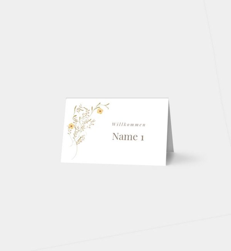 Tischkarte Hochzeit Blütenkranz
