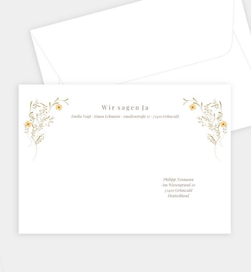 Briefumschlag Hochzeit Blütenkranz