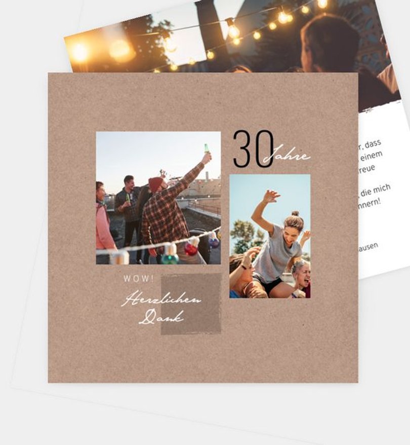 Dankeskarte Geburtstag Dezente Collage · crafty