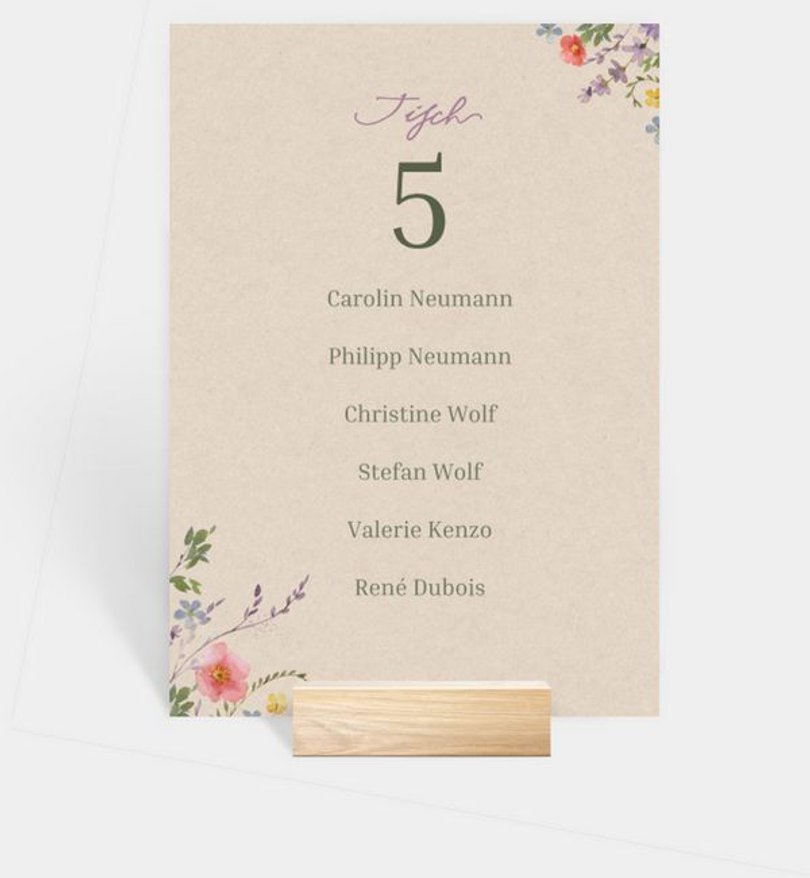Gruppentischkarte Hochzeit Wildflowers