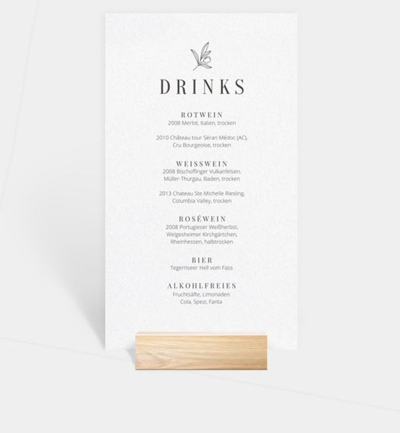 Menükarte Hochzeit Modern Wedding