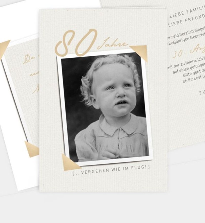 Einladungskarte Geburtstag Fotoecken 80 Jahre