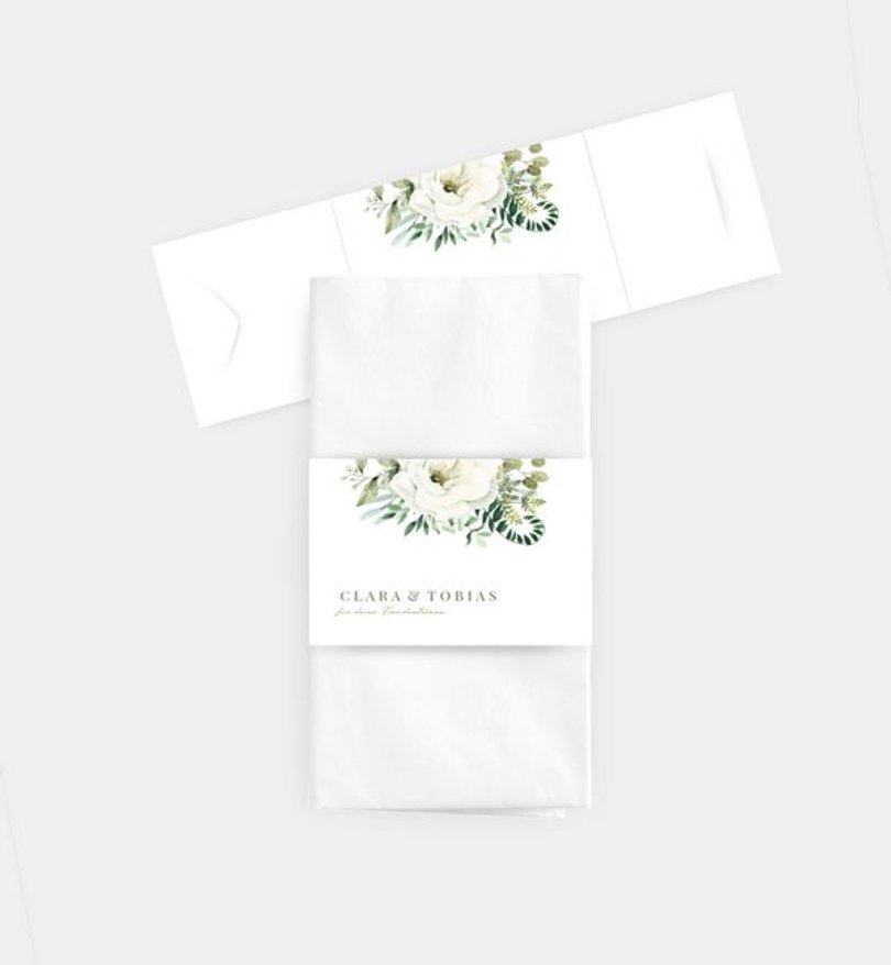 Taschentücher Banderole Hochzeit Green Romance