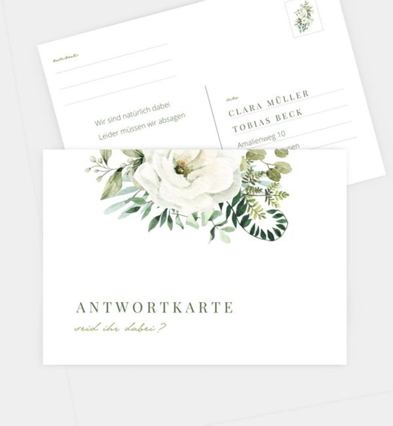 Antwortkarte Hochzeit Green Romance