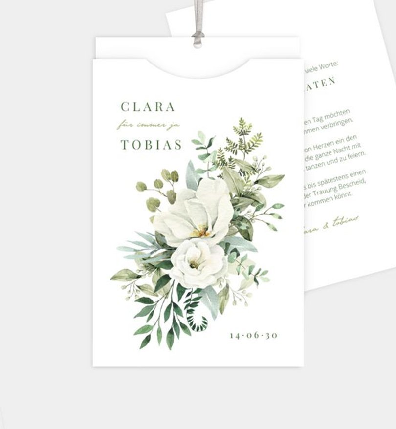 Einladungskarte Hochzeit Green Romance