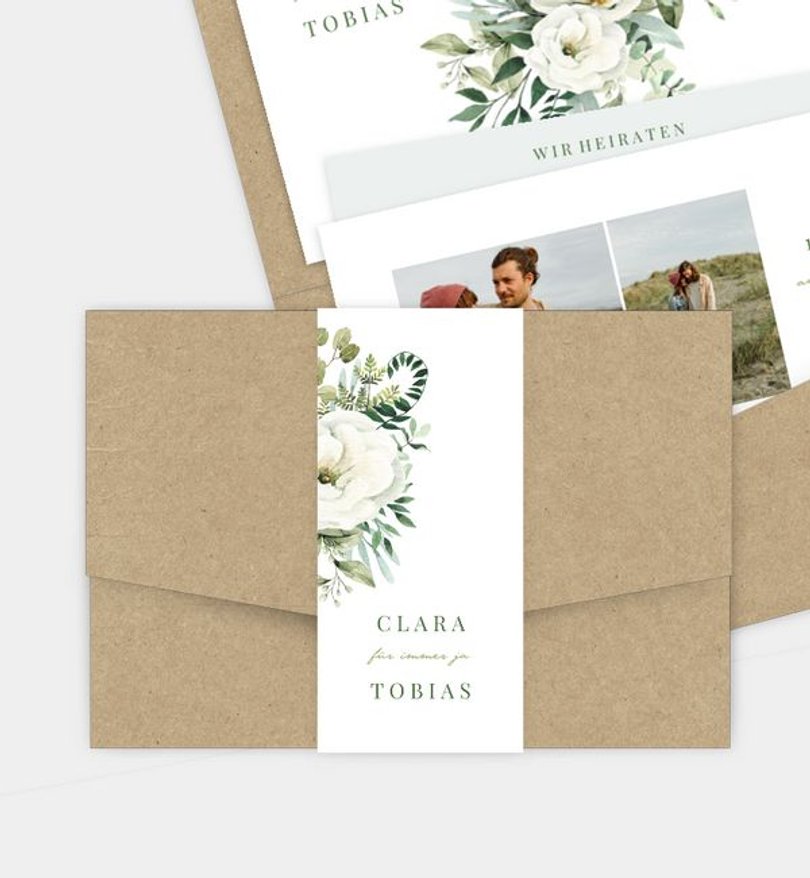 Einladungskarte Hochzeit Green Romance