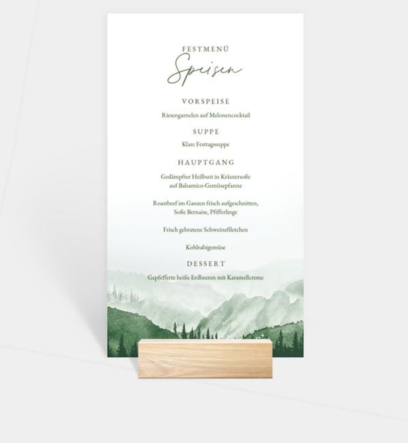 Menükarte Hochzeit Bosque