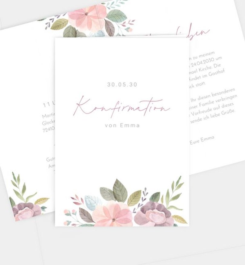 Einladungskarte Konfirmation Blumengarten