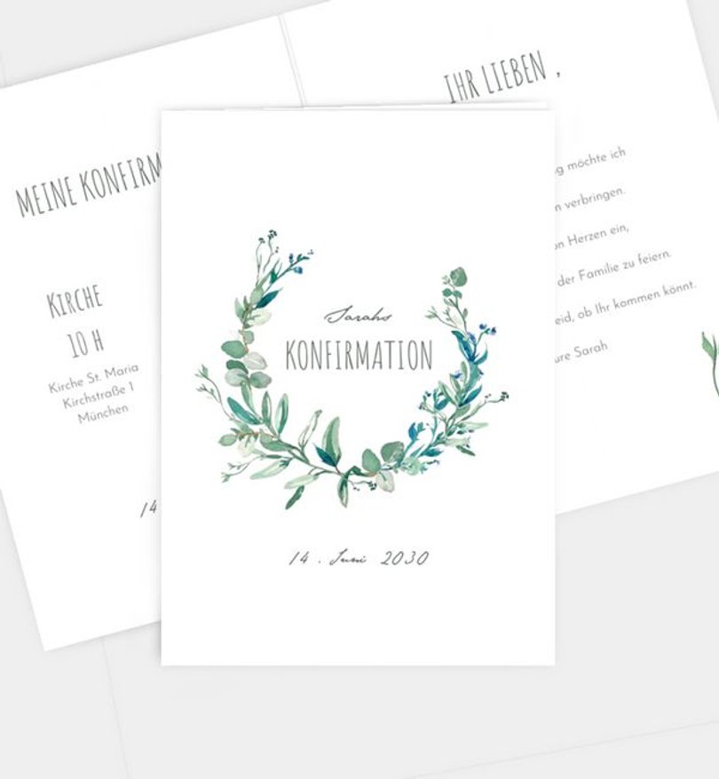 Einladungskarte Konfirmation Soft Green