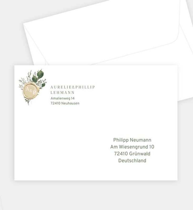 Briefumschlag Hochzeit Eukalyptus Siegel
