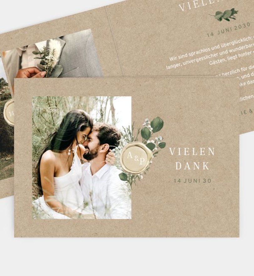Dankeskarte Hochzeit Eukalyptus Siegel