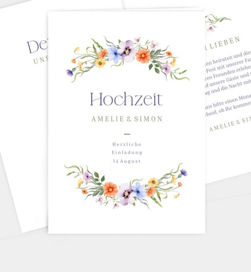 Einladungskarte Hochzeit Sommerblumen