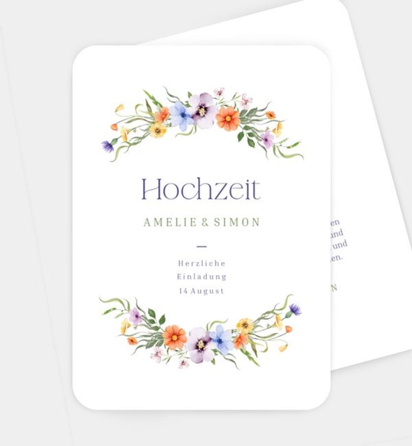 Einladungskarte Hochzeit Sommerblumen