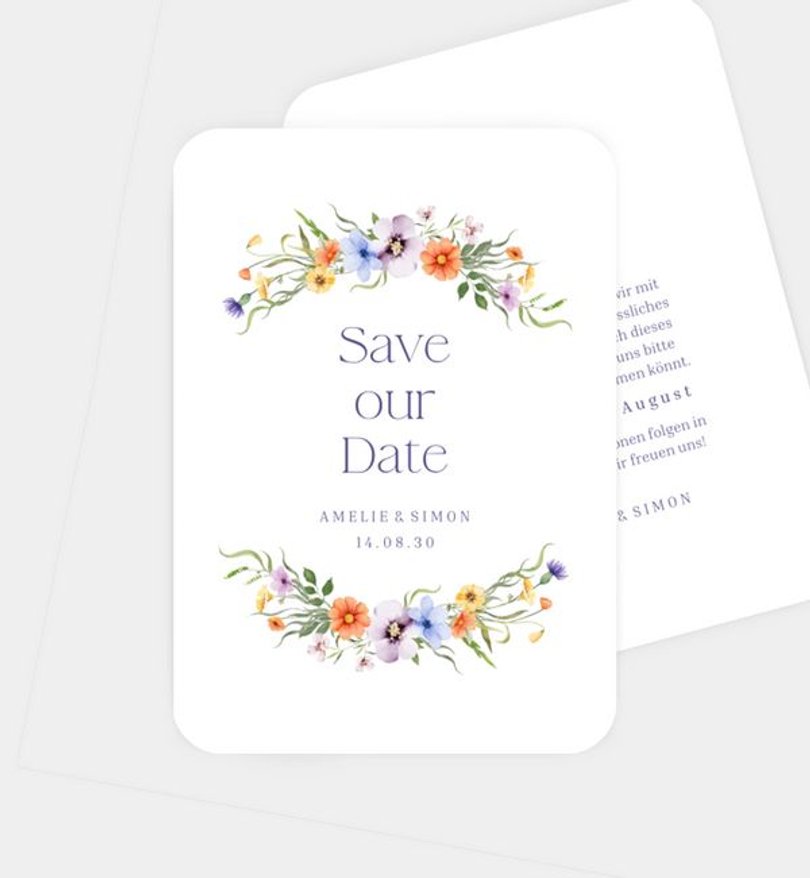 Save-The-Date Karte Hochzeit Sommerblumen