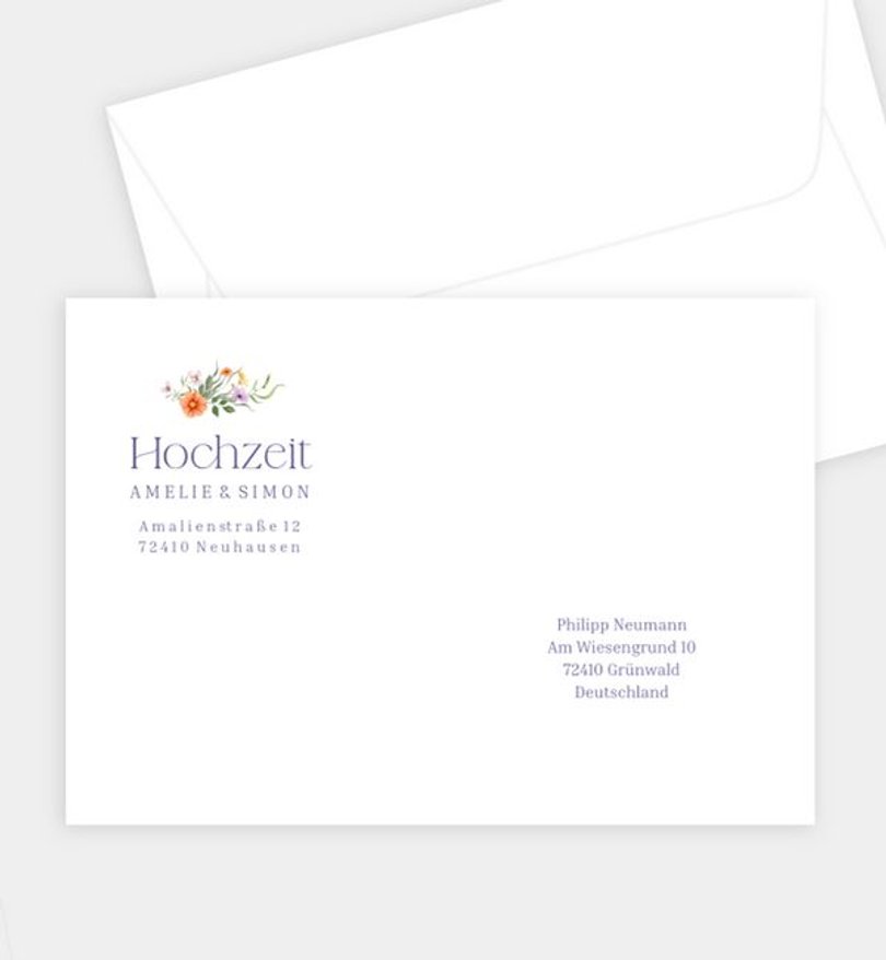 Briefumschlag Hochzeit Sommerblumen
