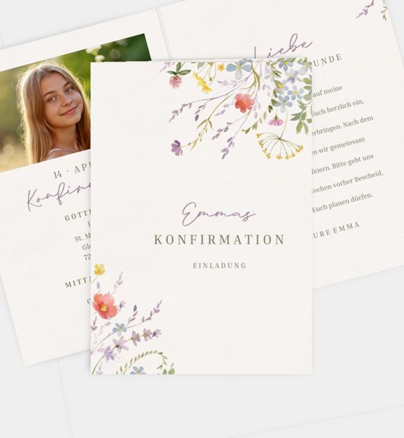 Einladungskarte Konfirmation Wildflowers