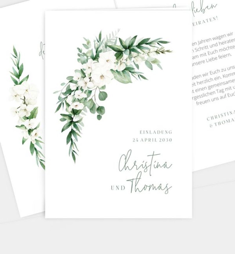 Einladungskarte Hochzeit Lovely Green