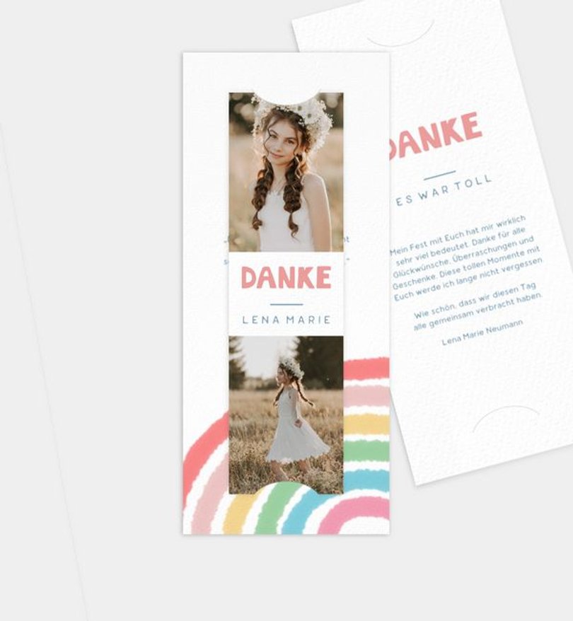 Dankeskarte Kommunion Mein Regenbogen