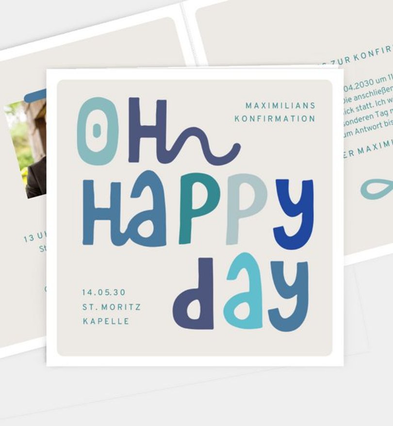 Einladungskarte Konfirmation Oh Happy Day