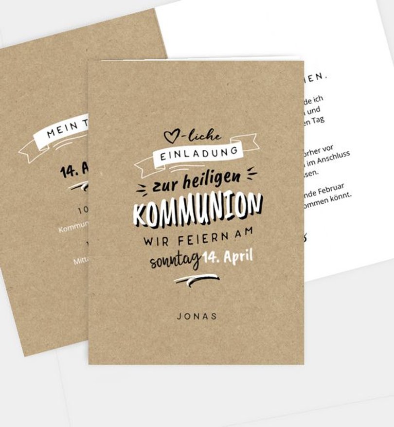 Einladungskarte Kommunion Cool Letters