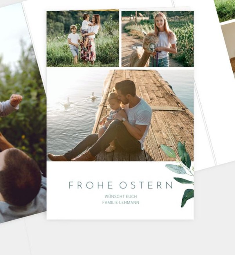 Grußkarte Ostern Grünes Osterbouquet