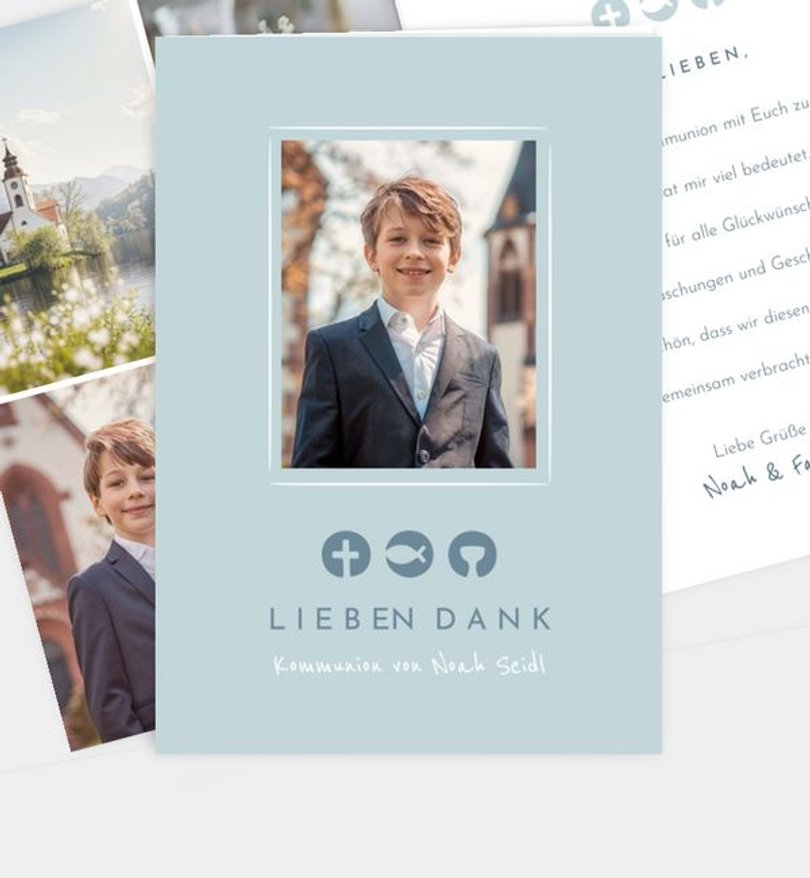 Dankeskarte Kommunion Symbolisch