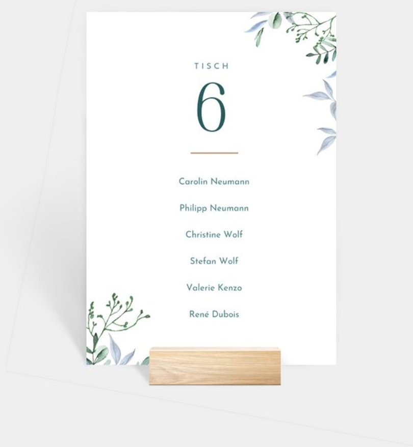 Gruppentischkarte Hochzeit Sanfte Liebe