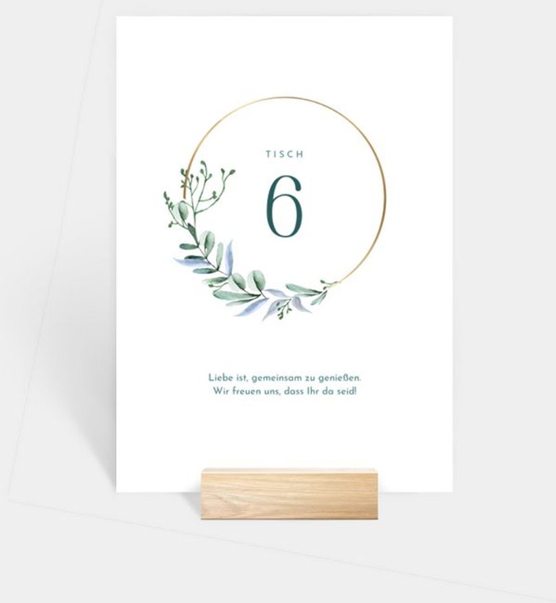 Tischnummer Hochzeit Sanfte Liebe