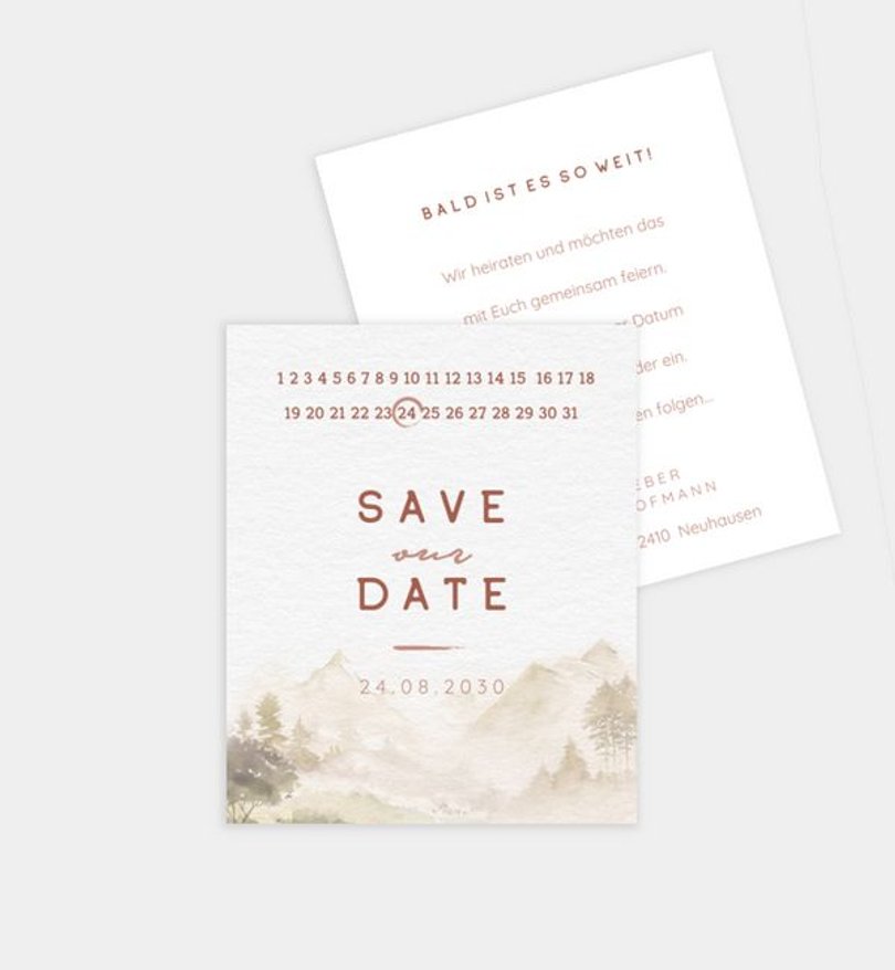 Save-The-Date Karte Hochzeit Berge