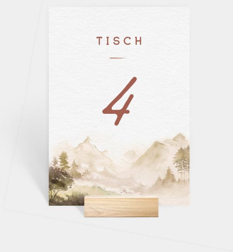 Tischnummer Hochzeit Berge