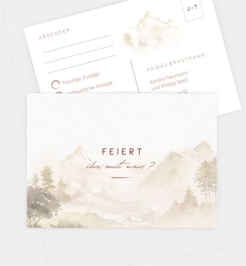 Antwortkarte Hochzeit Berge