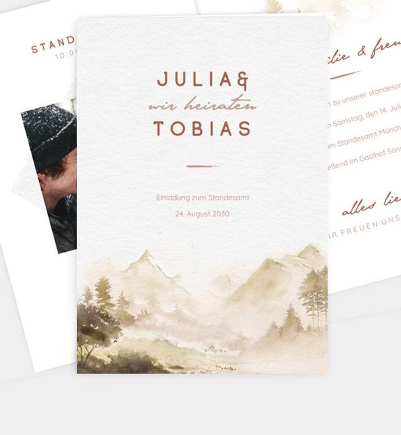 Einladung Standesamt Hochzeit Berge