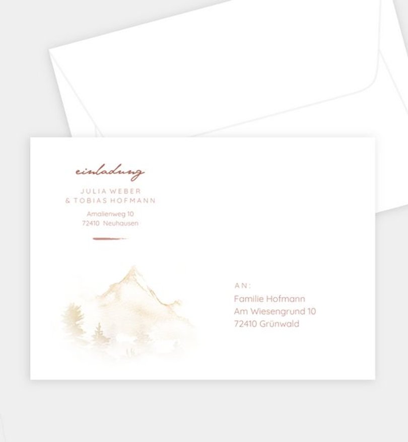 Briefumschlag Hochzeit Berge