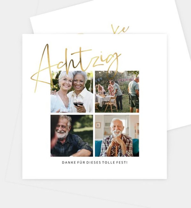 Dankeskarte Geburtstag Goldstreif 80er