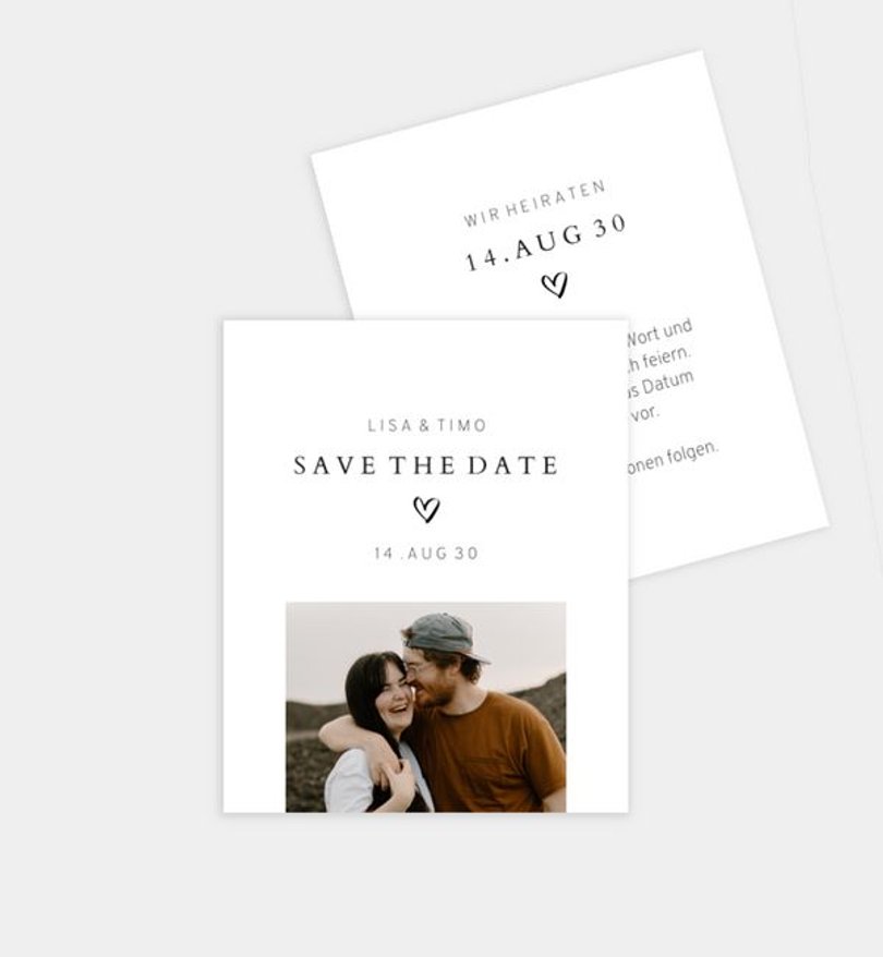 Save-The-Date Karte Hochzeit Damals wie heute