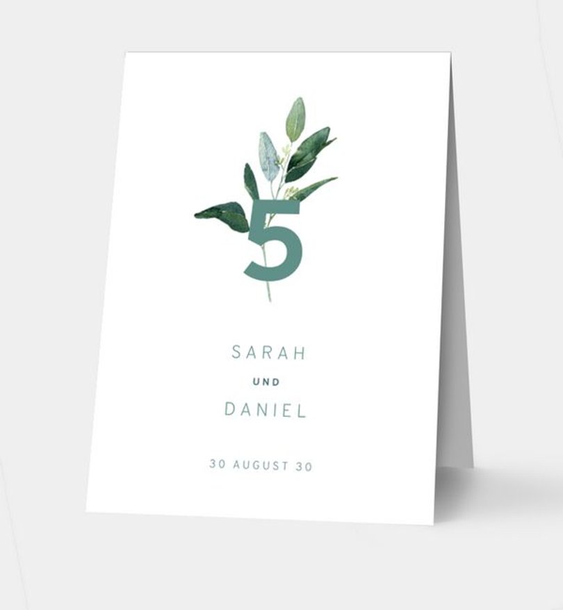 Tischnummer Party Greenbouquet