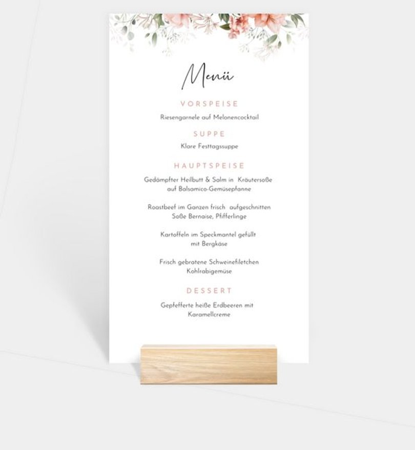 Menükarte Hochzeit Floral Bloom